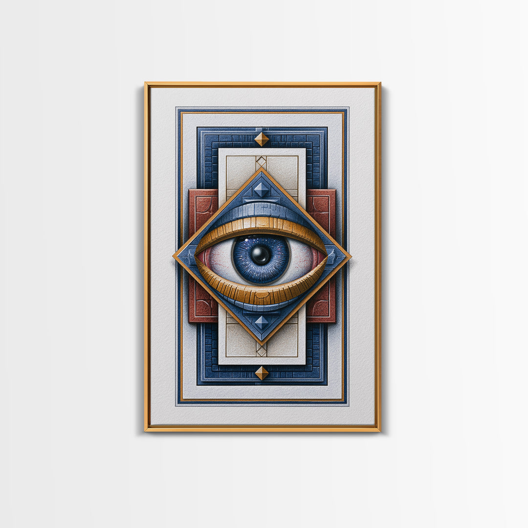 Cosmic Eye Inside Geometric Frame Framed Canvas Print, Sacred Geometry Art, Room Decor, Living Room Decor, Fine Art, Geometry, SGA-2x3-51