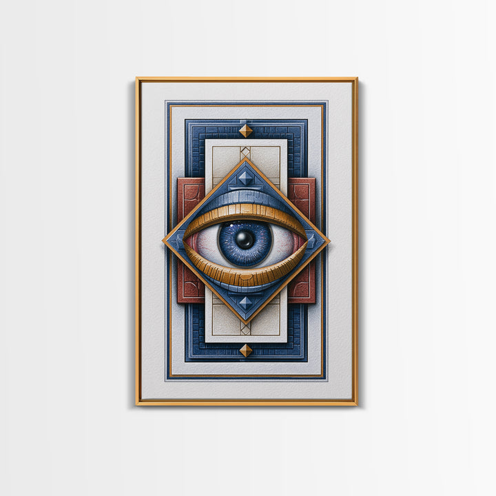 Cosmic Eye Inside Geometric Frame Framed Canvas Print, Sacred Geometry Art, Room Decor, Living Room Decor, Fine Art, Geometry, SGA-2x3-51