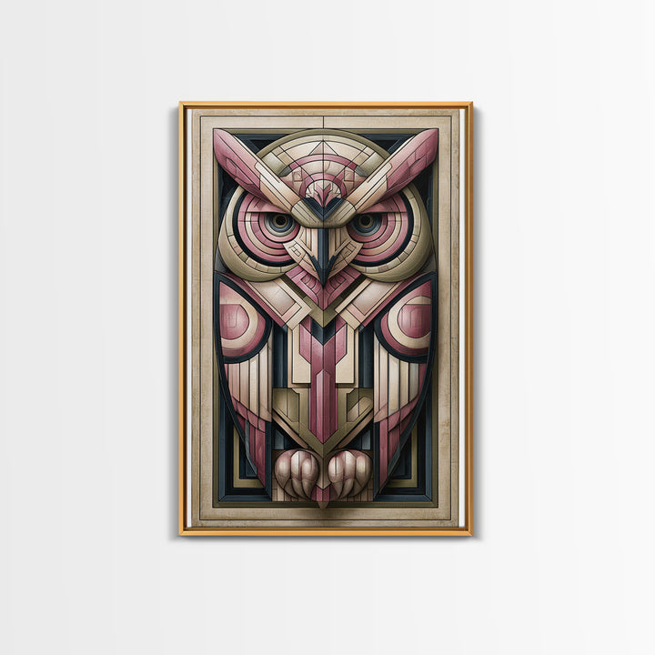 Sacred Owl Formed from Symmetrical Linework Canvas Print, Sacred Geometry Art, Digital Art, Living Room Decor, Geometry, SGA-2x3-74
