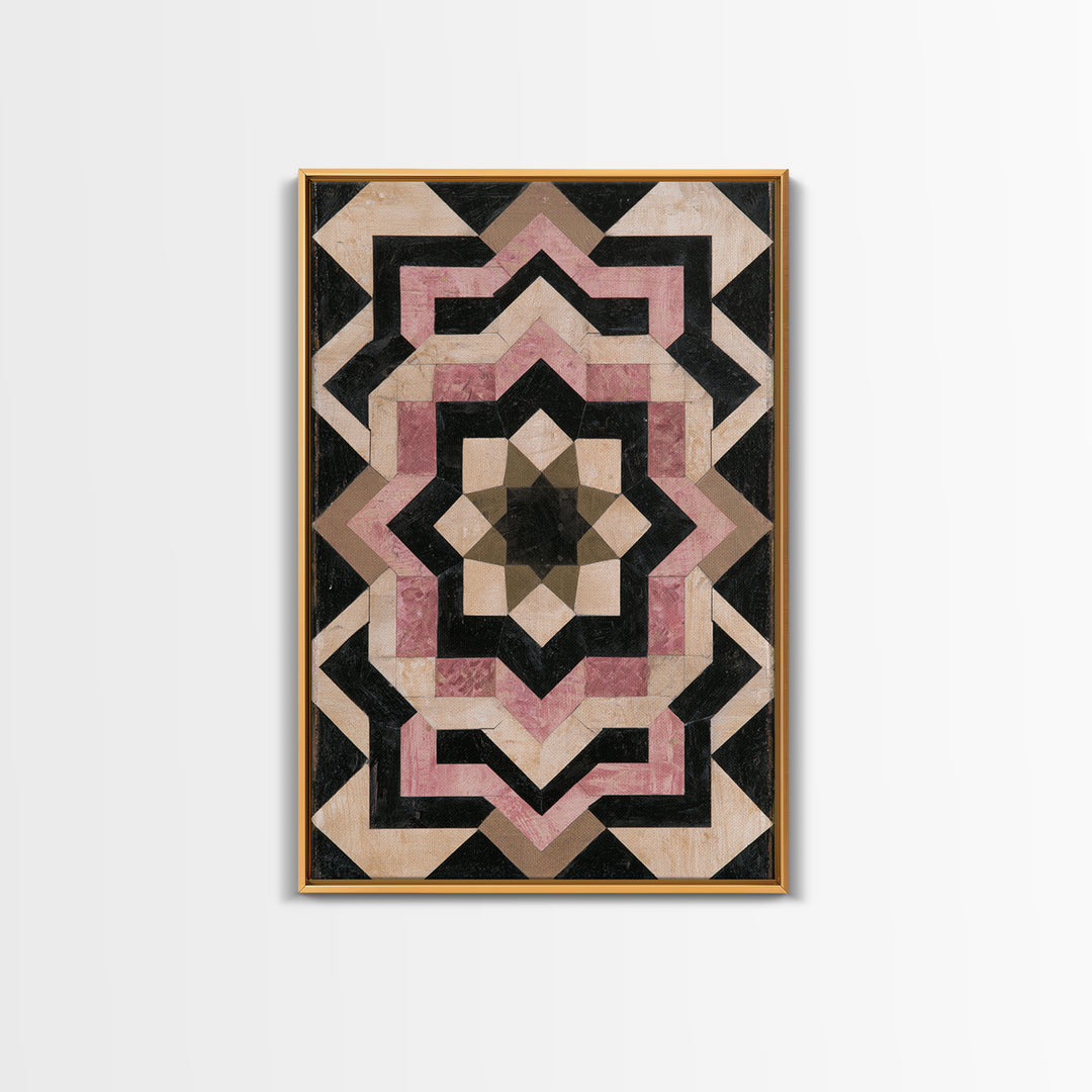 Moroccan Sacred Tile Star Pattern Canvas Print, Sacred Geometry Art, Geometric Wall Art, Living Room Decor, Geometry, SGA-2x3-8