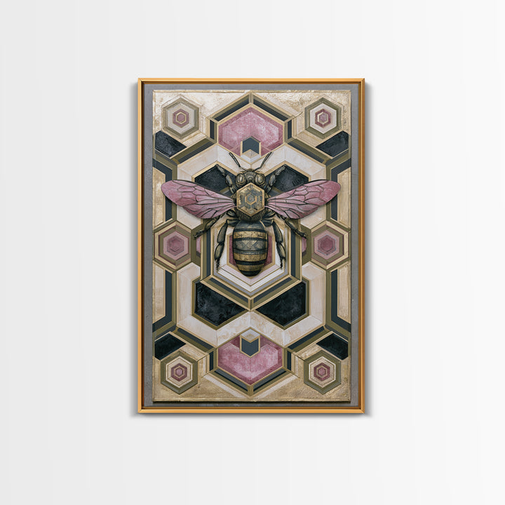Hexagon Honeycomb Pattern Canvas Print, Sacred Geometry Art, Wall Hanging, Living Room Decor, Fine Art, Geometry, Wabi Sabi Art, SGA-2x3-96