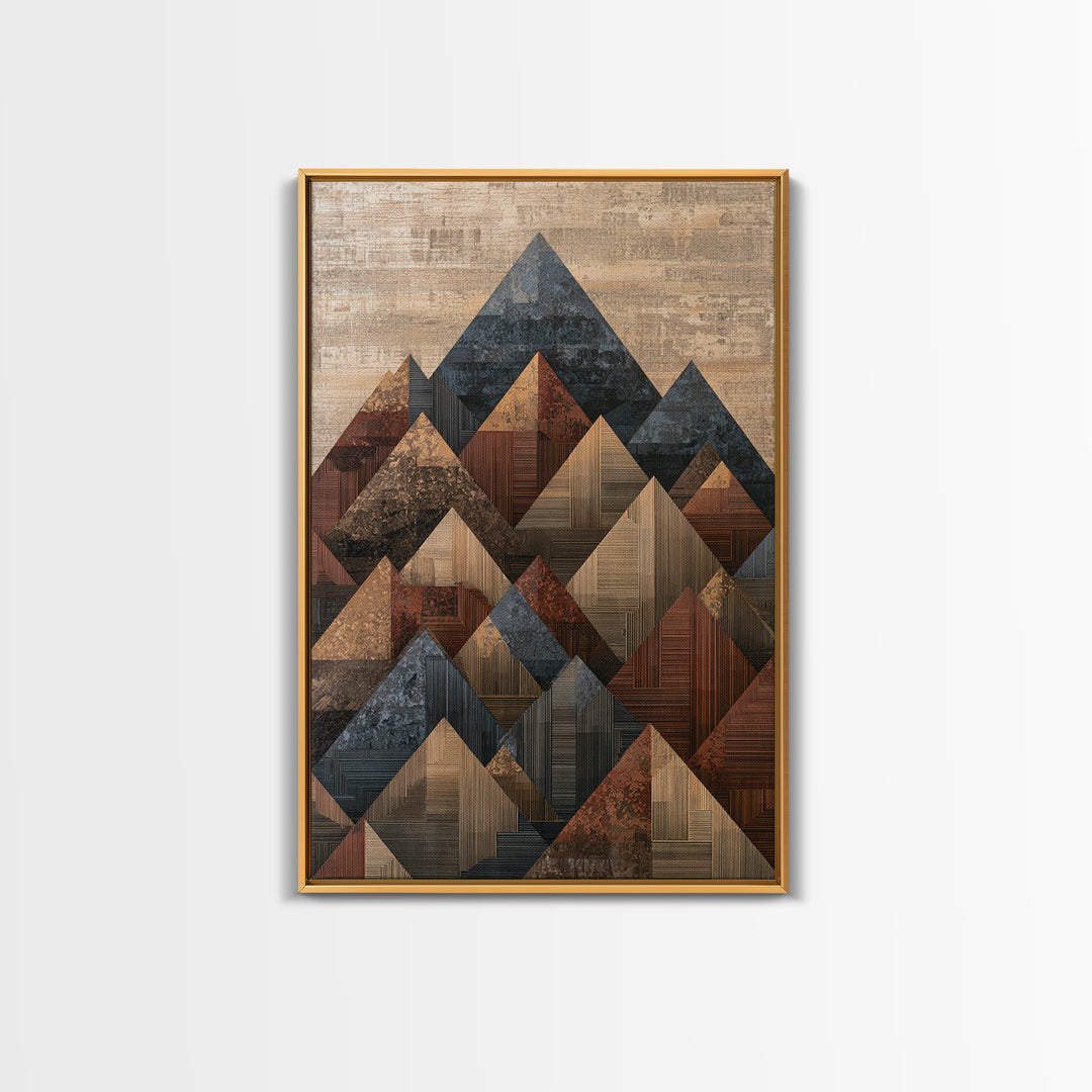 Triangle Mountain Landscape Framed Canvas Print, Sacred Geometry Art, Boho Wall Art, Living Room Decor, Fine Art, Geometry, SGA-2x3-97