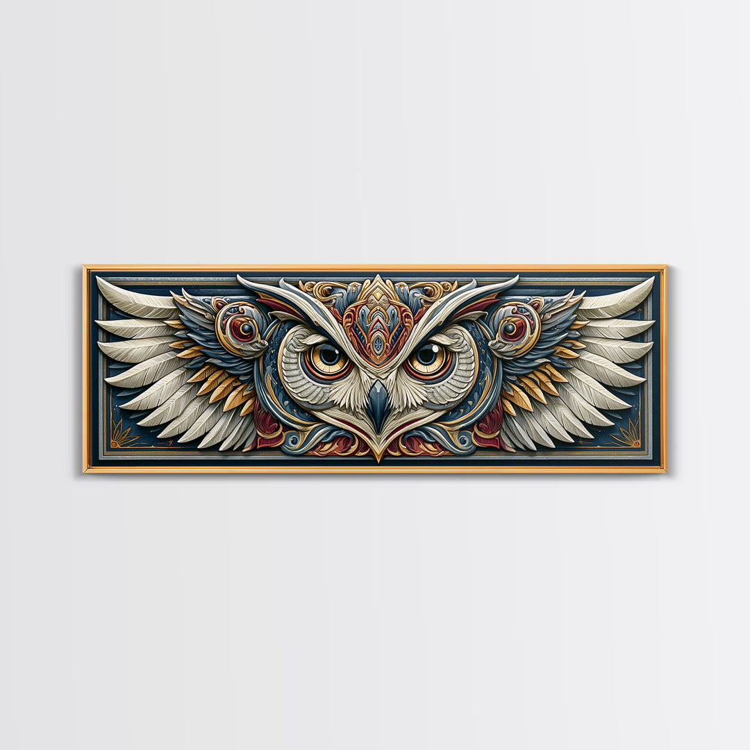 Sacred Owl Formed from Symmetrical Linework Canvas Print, Sacred Geometry Art, Wall Decor, Living Room Decor, Geometry, SGA-3x1-10
