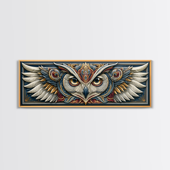 Sacred Owl Formed from Symmetrical Linework Canvas Print, Sacred Geometry Art, Wall Decor, Living Room Decor, Geometry, SGA-3x1-10