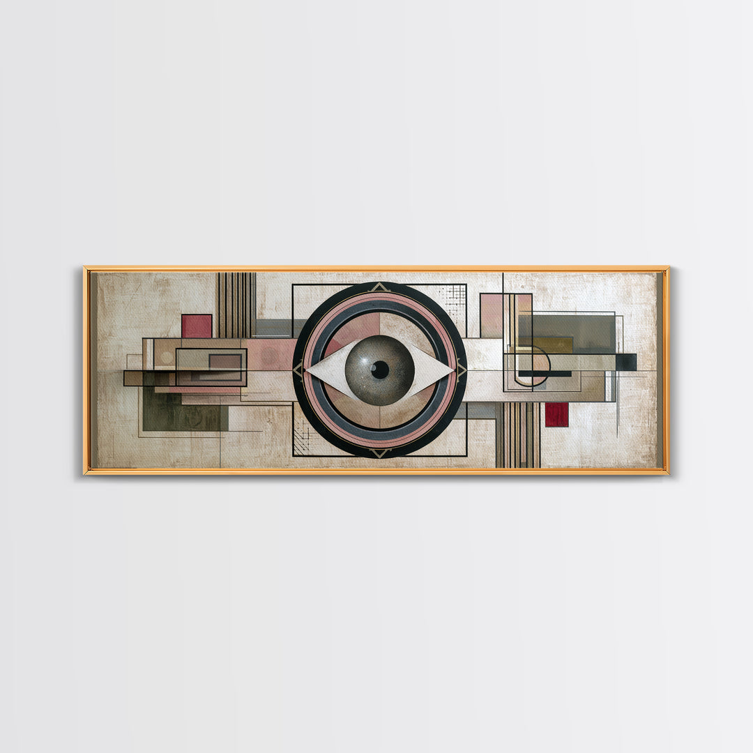 Cosmic Eye Inside Geometric Frame Canvas Print, Sacred Geometry Art, Spiritual Wall Art, Living Room Decor, Abstract Art, SGA-3x1-11
