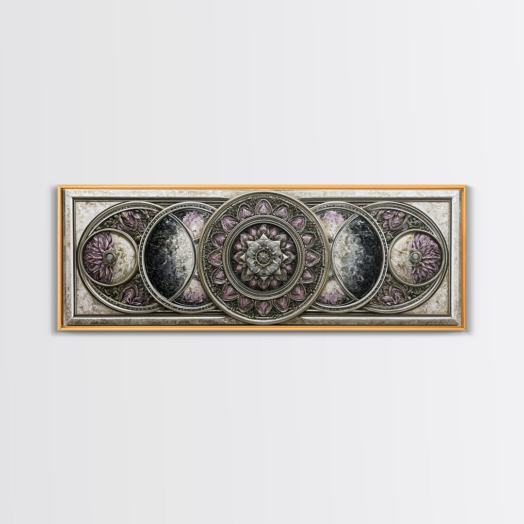 Moon Phase Mandala Canvas Print, Sacred Geometry Art, Wall Art, Living Room Decor, Fine Art, Geometry, Wall Art Print, SGA-3x1-30
