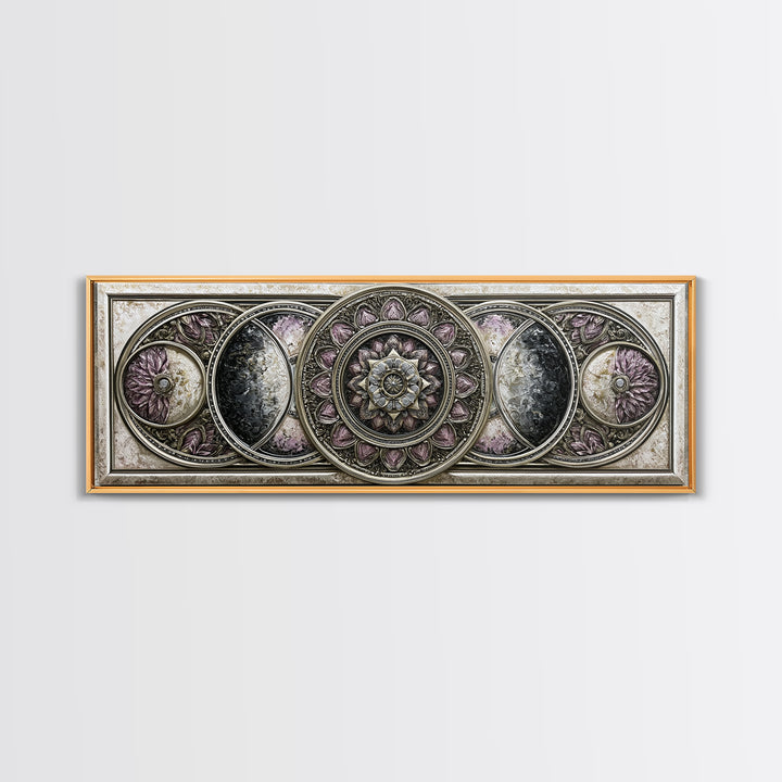 Moon Phase Mandala Canvas Print, Sacred Geometry Art, Wall Art, Living Room Decor, Fine Art, Geometry, Wall Art Print, SGA-3x1-30