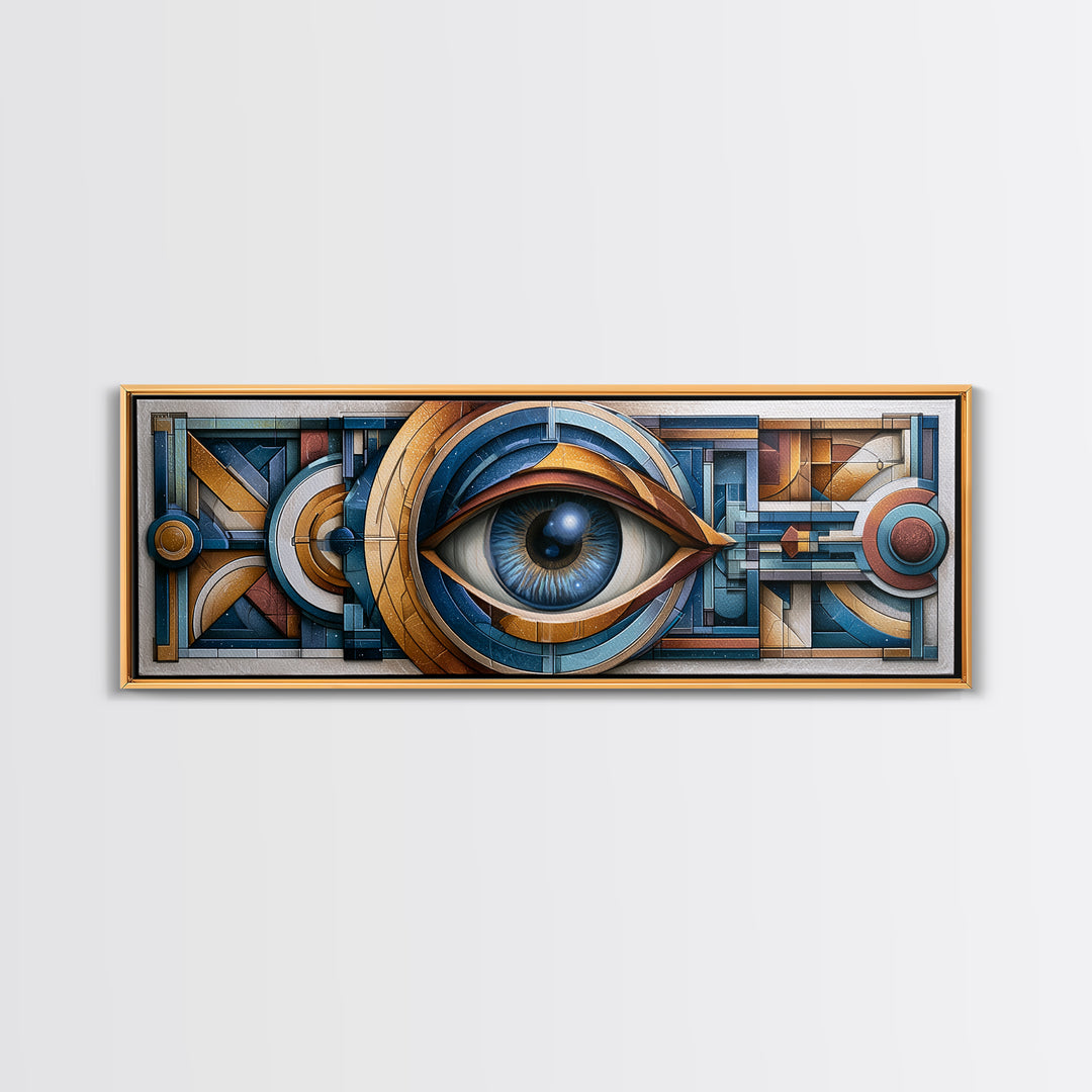Cosmic Eye Inside Geometric Frame Canvas Print, Sacred Geometry Art, Art Print, Living Room Decor, Fine Art, Geometry, SGA-3x1-35