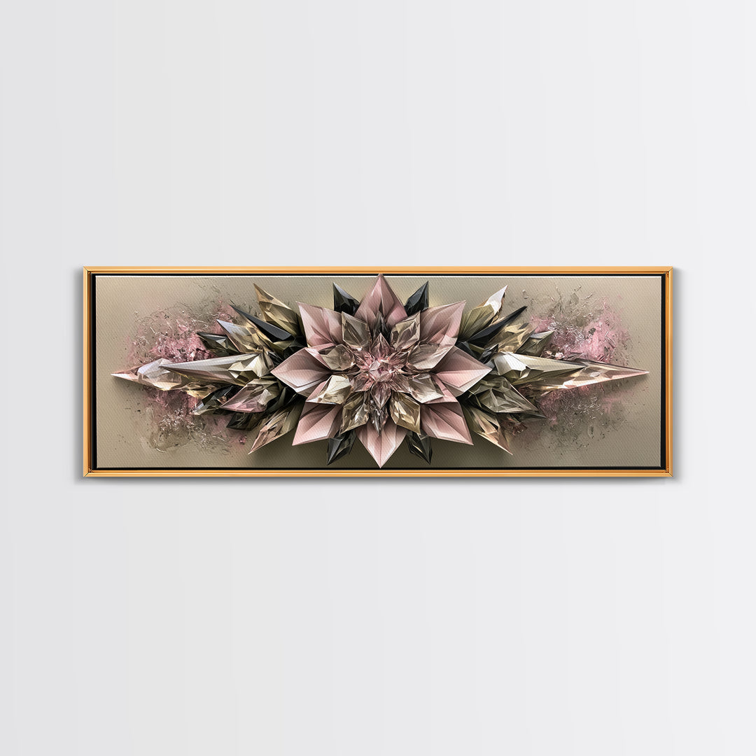 Crystal Lotus Arrangement Canvas Print, Sacred Geometry Art, Decorations, Living Room Decor, Geometry, Minimalist Decor, SGA-3x1-36