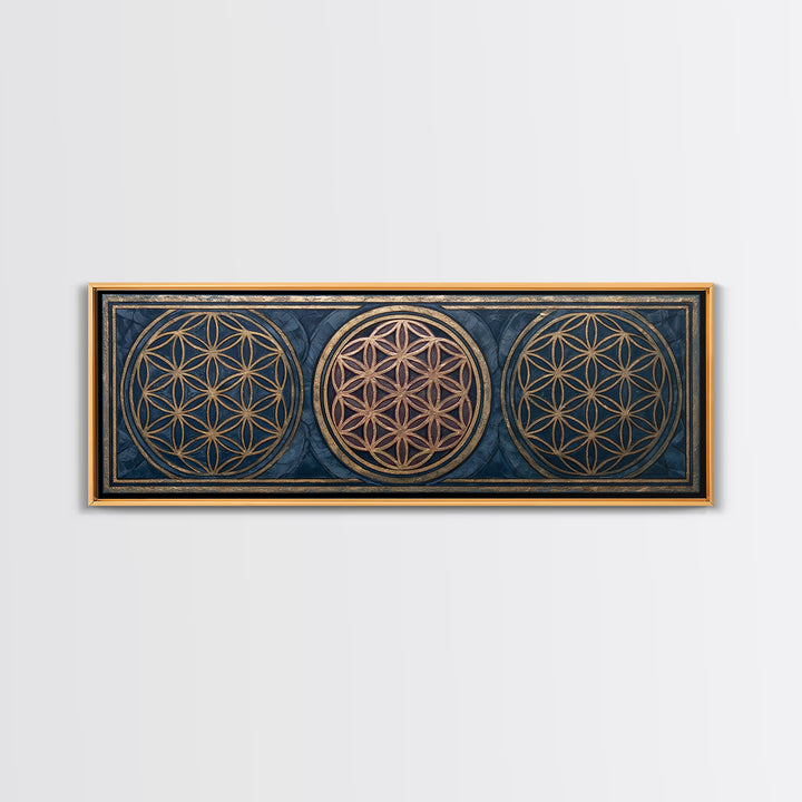 Flower of Life Pattern Canvas Print, Sacred Geometry Art, Mandala Wall Art, Living Room Decor, Geometry, Statement Artwork, SGA-3x1-41