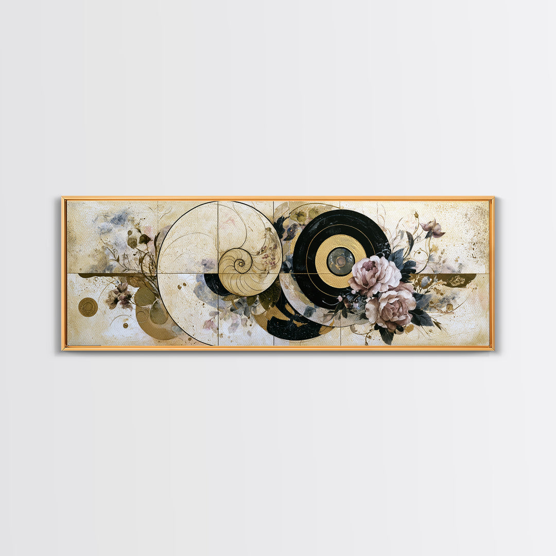 Golden Ratio Spiral Canvas Print, Sacred Geometry Art, Minimalist Wall Art, Living Room Decor, Geometry, Zen Home Decor, SGA-3x1-46
