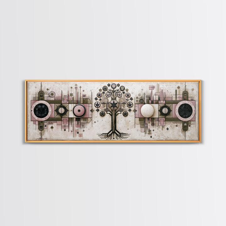 Geometric Tree of Life Framed Canvas Print, Sacred Geometry Art, Contemporary Art, Living Room Decor, Fine Art, Geometry, SGA-3x1-55