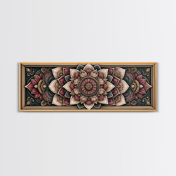 Mandala Lotus with Precise Radial Symmetry Canvas Print, Sacred Geometry Art, Boho Decor, Living Room Decor, Fine Art, Geometry, SGA-3x1-66