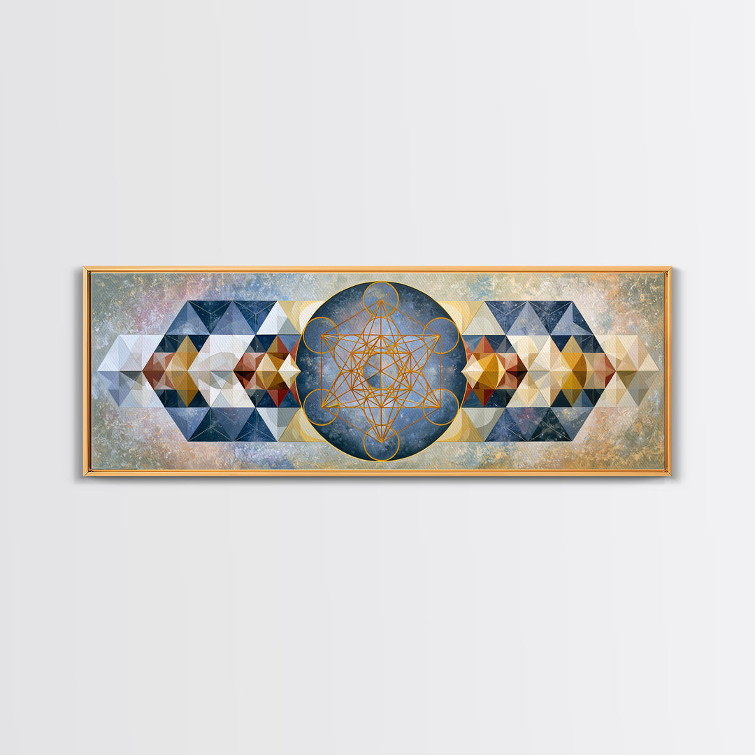 Metatron Cube with Celestial Background Canvas Print, Sacred Geometry Art, Large Wall Art, Living Room Decor, Geometry, SGA-3x1-67