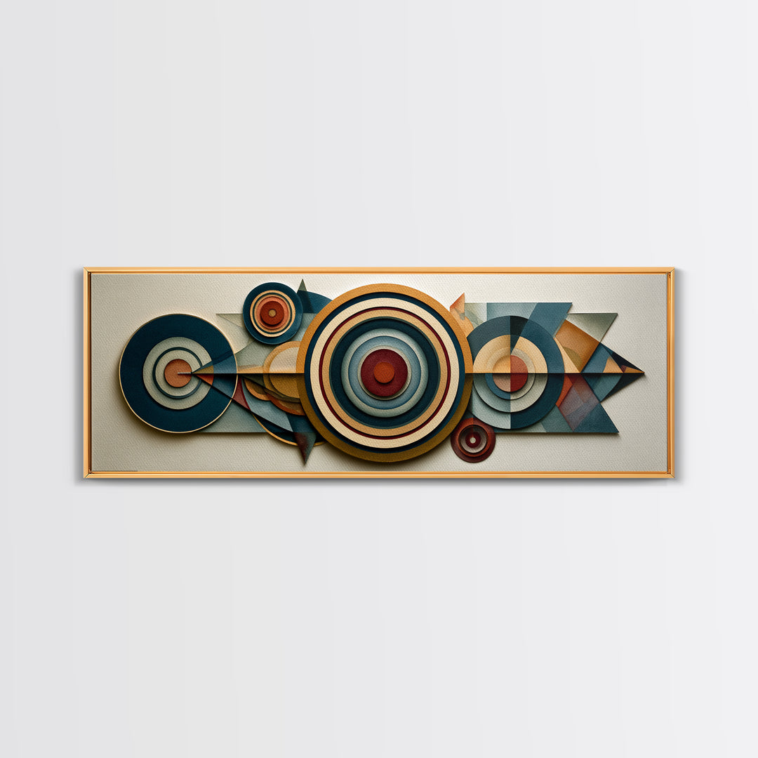 Concentric Circles and Triangles Framed Canvas Print, Sacred Geometry Art, Abstract Art Print, Living Room Decor, Geometry, SGA-3x1-73
