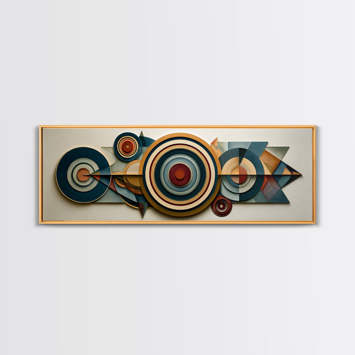 Concentric Circles and Triangles Framed Canvas Print, Sacred Geometry Art, Abstract Art Print, Living Room Decor, Geometry, SGA-3x1-73
