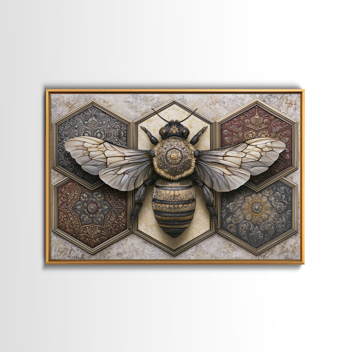 Hexagon Honeycomb Pattern Canvas Print, Sacred Geometry Art, Geometric Wall Art, Living Room Decor, Watercolor Art, Geometry, SGA-3x2-44