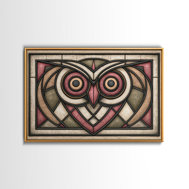 Sacred Owl Formed from Symmetrical Linework Canvas Print, Sacred Geometry Art, Boho Decor, Living Room Decor, Geometry, SGA-3x2-46