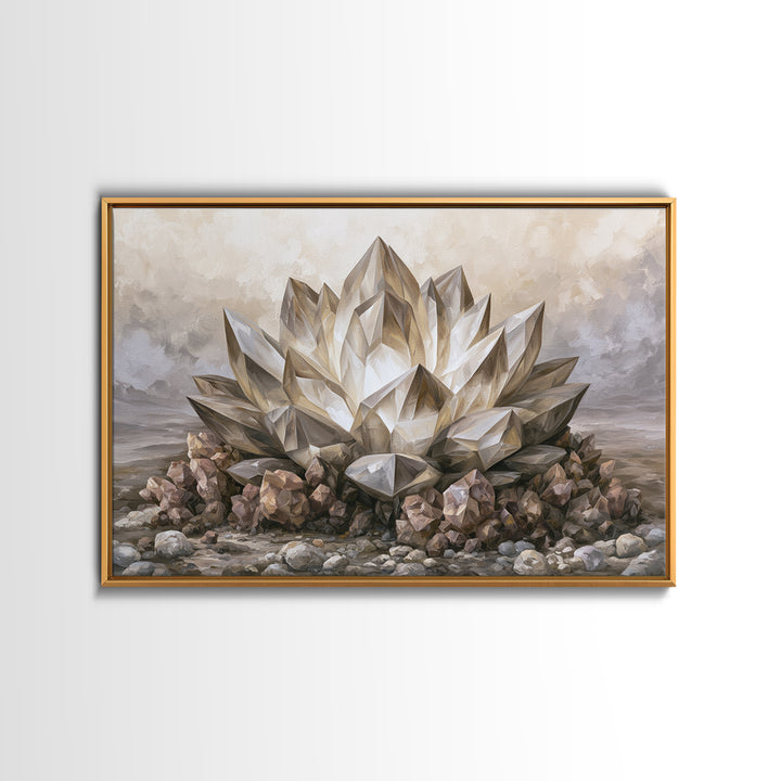Crystal Lotus Arrangement Canvas Print, Sacred Geometry Art, Neutral Decor, Living Room Decor, Fine Art, Geometry, Wall Decor, SGA-3x2-72