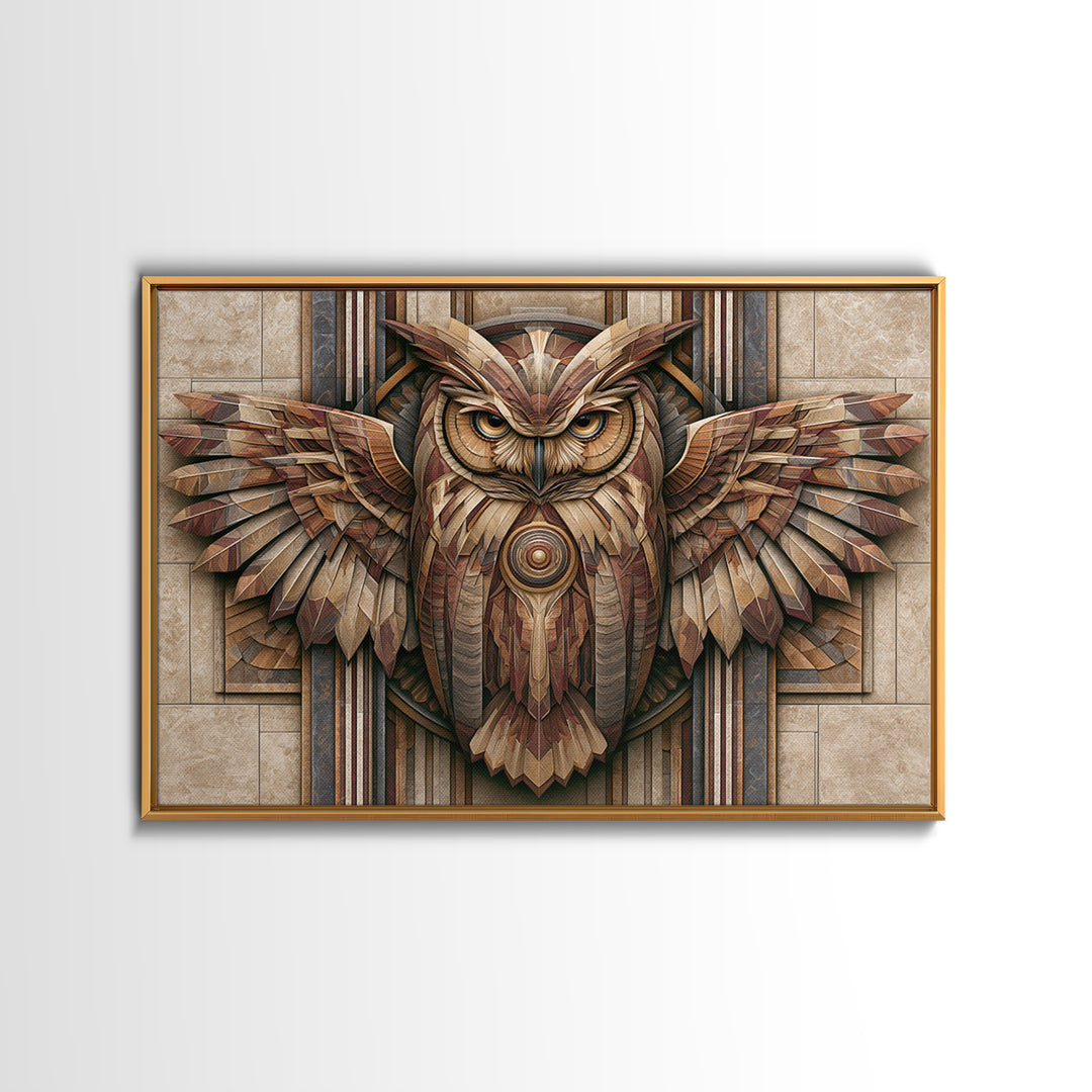 Sacred Owl Formed from Symmetrical Linework Canvas Print, Sacred Geometry Art, Geometric Wall Art, Living Room Decor, Geometry, SGA-3x2-94