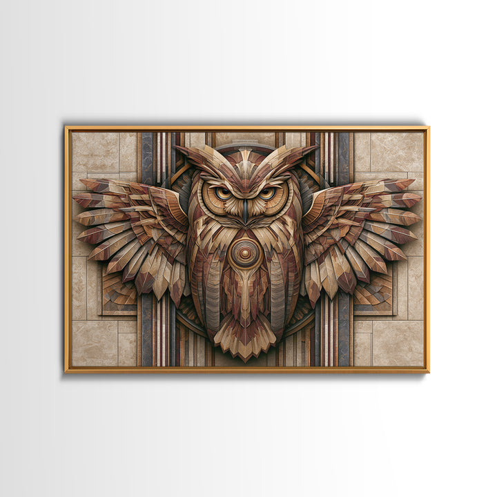 Sacred Owl Formed from Symmetrical Linework Canvas Print, Sacred Geometry Art, Geometric Wall Art, Living Room Decor, Geometry, SGA-3x2-94