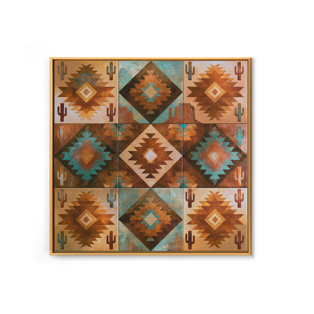 Navajo Geometric Pattern Framed Canvas Print, Southwestern Art, Western Wall Art, Southwestern Decor, Abstract Art, Mesa, SOU-1x1-52