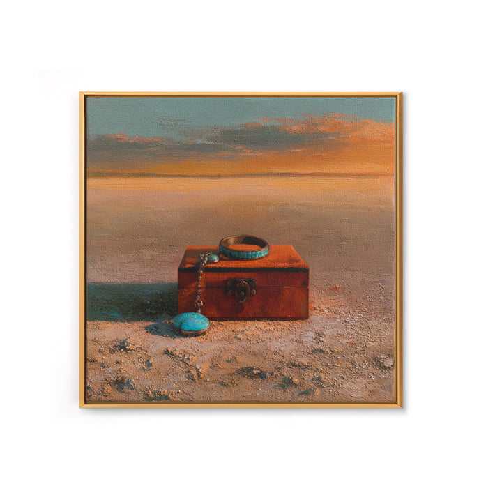 Turquoise Jewelry and Leather Still Life Canvas Print, Southwestern Art, Gallery Decor, Southwestern Decor, Fine Art, Mesa, SOU-1x1-59