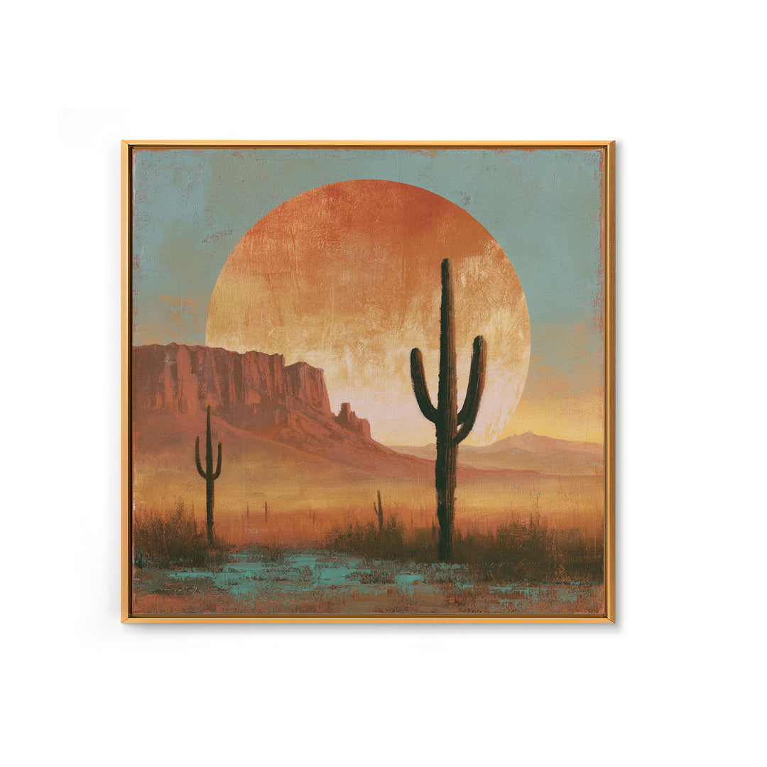 Saguaro Cactus under Enormous Sunset Framed Canvas Print, Southwestern Art, Fine Art Print, Southwestern Decor, Fine Art, Mesa, SOU-1x1-74