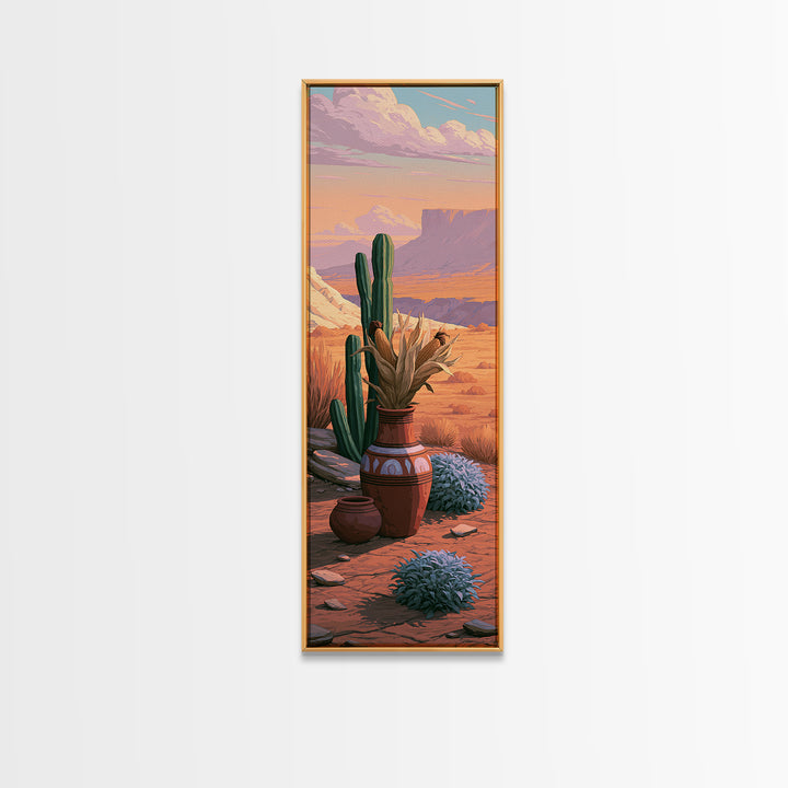 Pueblo Pottery Still Life Canvas Print, Southwestern Art, Prints Wall Art, Southwestern Decor, Fine Art, Mesa, Tile Art, SOU-1x3-35