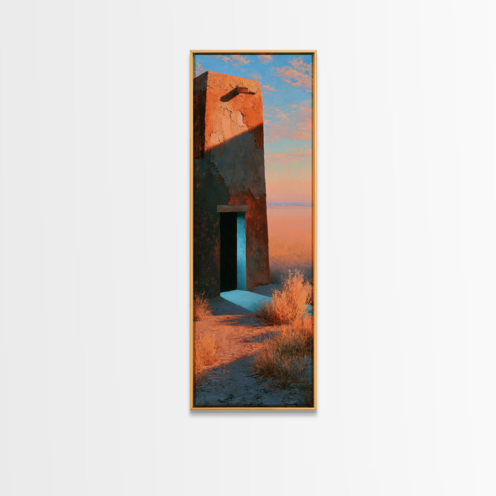 Adobe Doorway with Turquoise Blue Shadow Canvas Print, Southwestern Art, Printable Wall Art, Southwestern Decor, Fine Art, Mesa, SOU-1x3-65