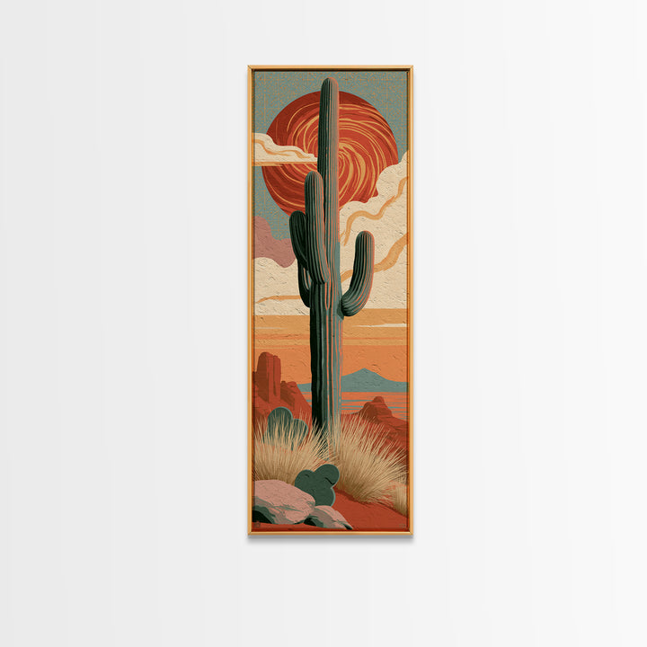 Saguaro Cactus under Enormous Sunset Canvas Print, Southwestern Art, Contemporary Art, Southwestern Decor, Fine Art, Mesa, SOU-1x3-86