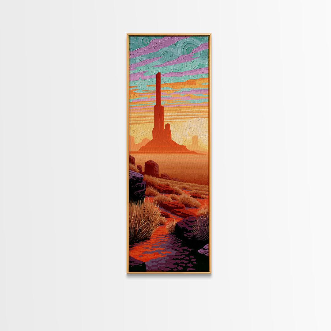 Monument Valley Silhouette Canvas Print, Southwestern Art, Room Decor, Southwestern Decor, Fine Art, Mesa, Digital Wall Art, SOU-1x3-94