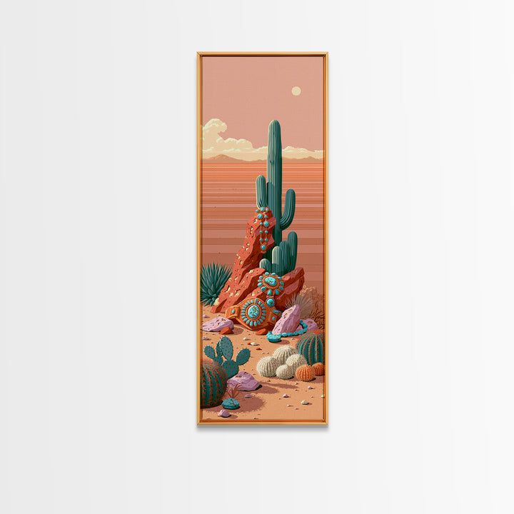 Turquoise Jewelry and Leather Still Life Canvas Print, Southwestern Art, Luxury Decor, Southwestern Decor, Fine Art, Mesa, SOU-1x3-95