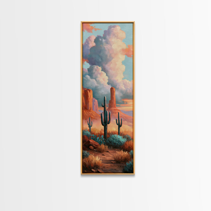 Desert Storm Clouds Framed Canvas Print, Southwestern Art, Western Home Decor, Southwestern Decor, Fine Art, Mesa, Room Decor, SOU-1x3-96