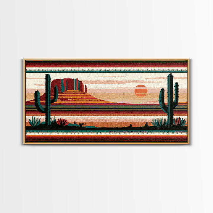 Navajo Geometric Pattern Canvas Print, Southwestern Art, Painting, Southwestern Decor, Abstract Art, Mesa, Tapestry Wall Art, SOU-2x1-48