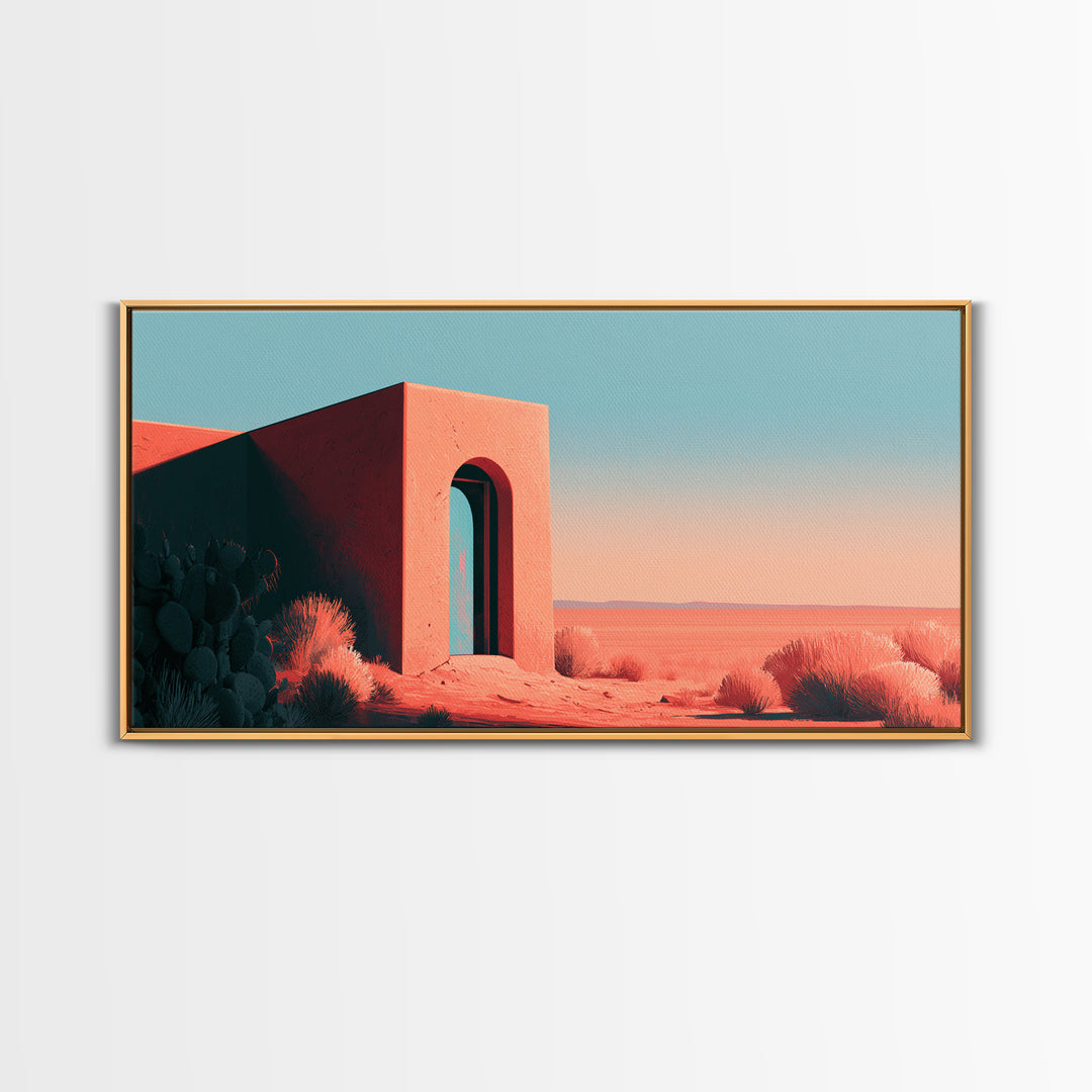 Adobe Doorway with Turquoise Blue Shadow Canvas Print, Southwestern Art, Boho Wall Art, Southwestern Decor, Fine Art, Mesa, SOU-2x1-73