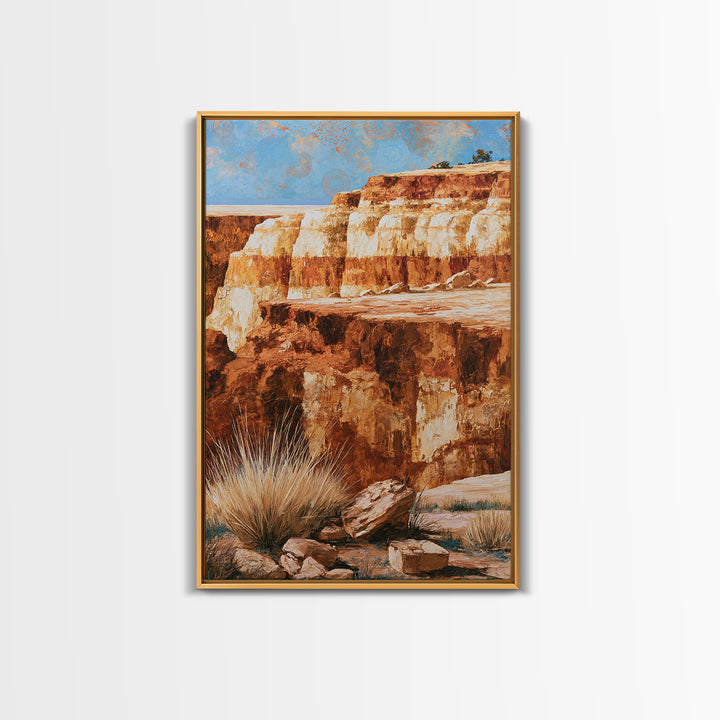 Abstract Canyon Layers Canvas Print, Southwestern Art, Wall Decor, Southwestern Decor, Oil Painting, Mesa, Boho Decor, SOU-2x3-50