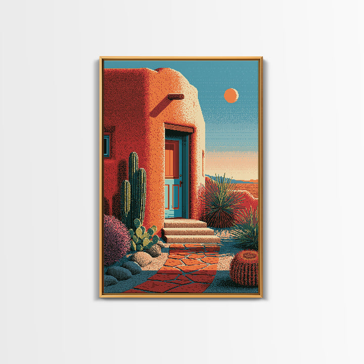 Adobe Doorway with Turquoise Blue Shadow Canvas Print, Southwestern Art, Western Decor, Southwestern Decor, Fine Art, Mesa, SOU-2x3-61