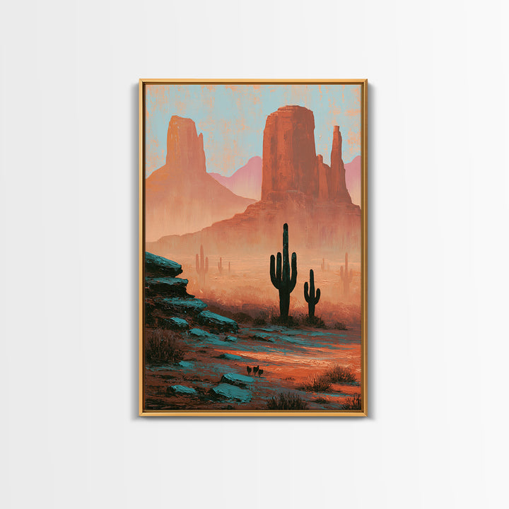 Monument Valley Silhouette Canvas Print, Southwestern Art, Oil Painting, Southwestern Decor, Fine Art, Mesa, Oil Paintings, SOU-2x3-66