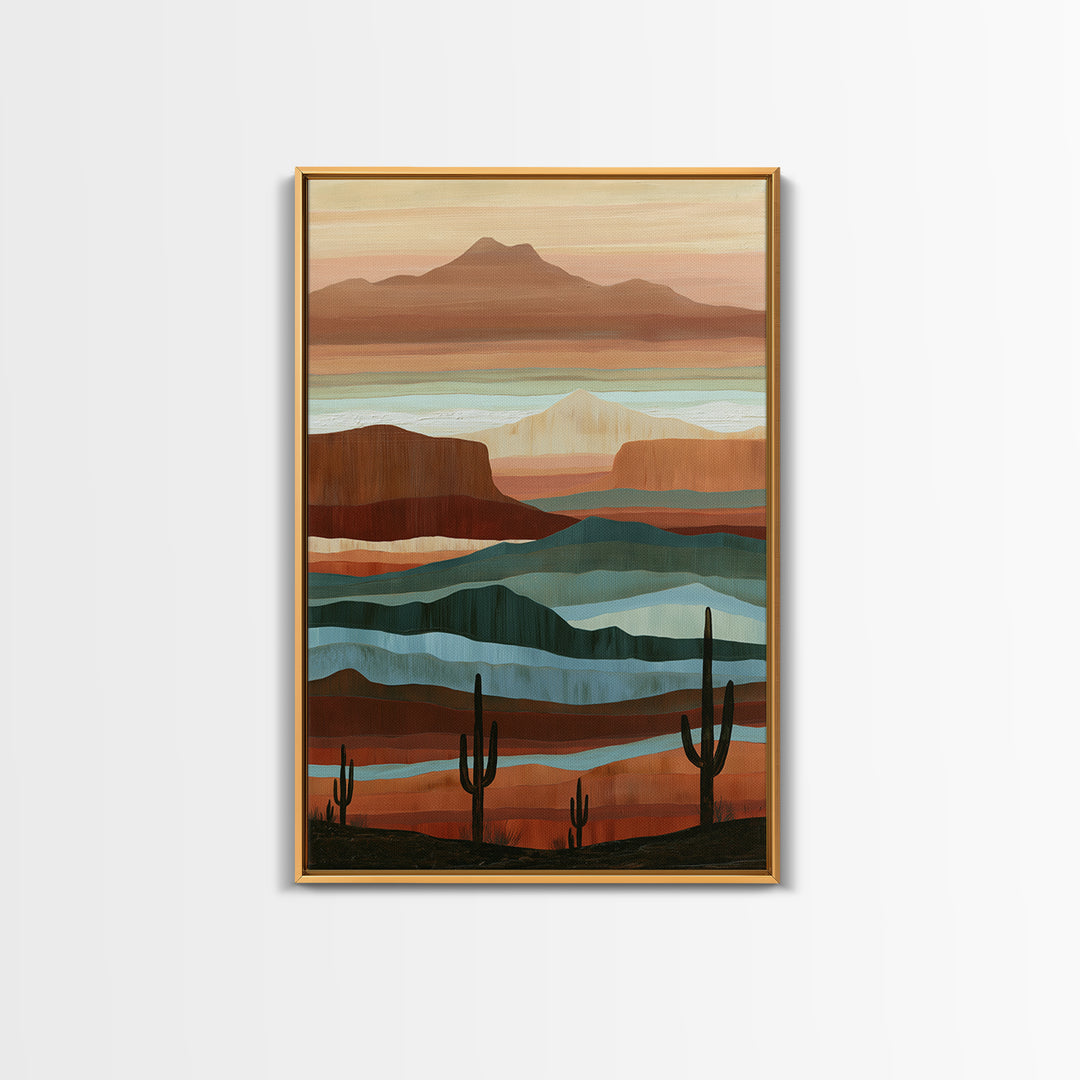 Abstract Canyon Layers Framed Canvas Print, Southwestern Art, Large Wall Art, Southwestern Decor, Mesa, Farmhouse Wall Art, SOU-2x3-74