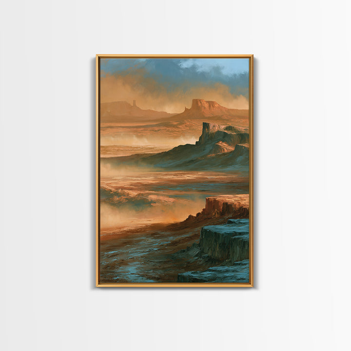 Desert Mesas in Terracotta and Turquoise Canvas Print, Southwestern Art, Farmhouse Wall Art, Southwestern Decor, Fine Art, Mesa, SOU-2x3-81