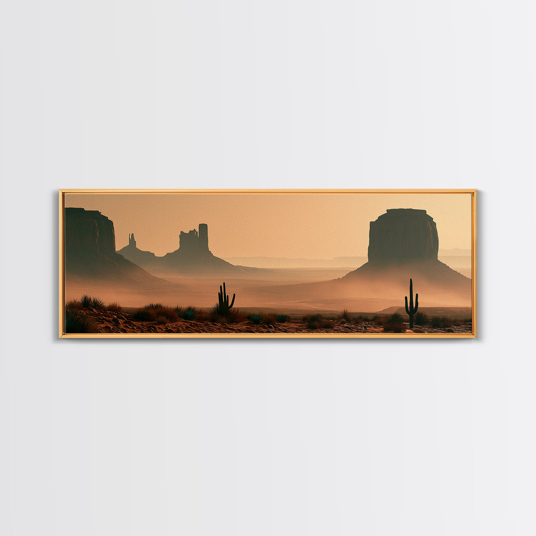 Monument Valley Silhouette Framed Canvas Print, Southwestern Art, Farmhouse Wall Art, Southwestern Decor, Fine Art, Mesa, SOU-3x1-74