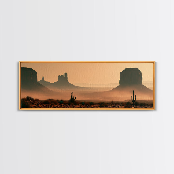 Monument Valley Silhouette Framed Canvas Print, Southwestern Art, Farmhouse Wall Art, Southwestern Decor, Fine Art, Mesa, SOU-3x1-74