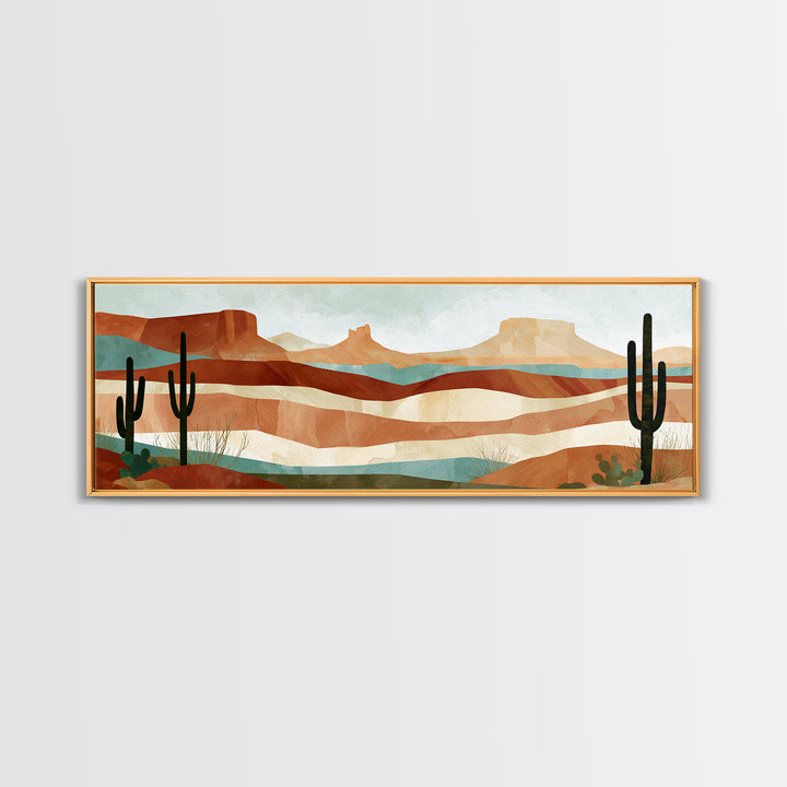 Abstract Canyon Layers Framed Canvas Print, Southwestern Art, Tapestry Wall Art, Southwestern Decor, Oil Painting, Mesa, SOU-3x1-82