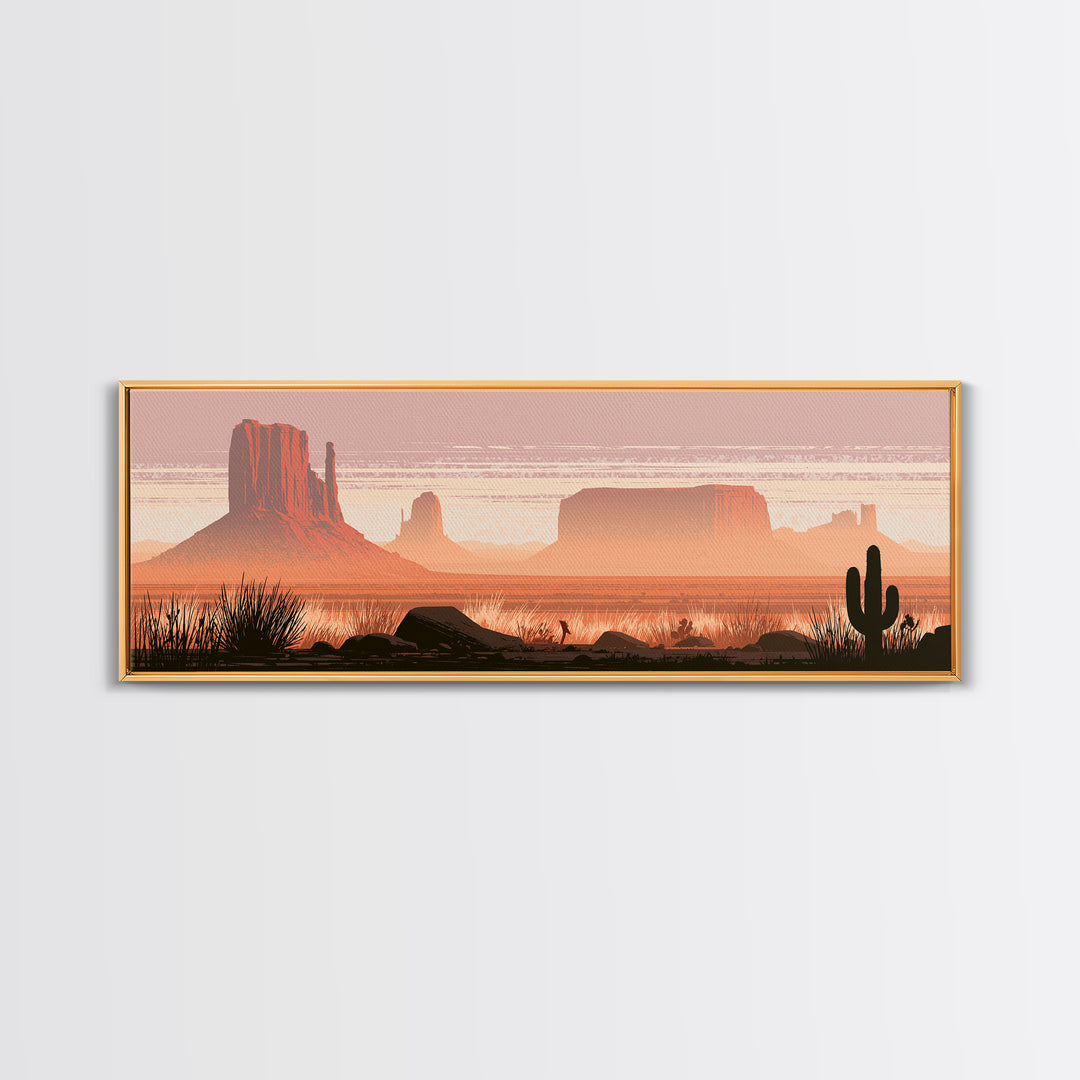 Monument Valley Silhouette Canvas Print, Southwestern Art, Western Art, Southwestern Decor, Oil Painting, Mesa, SOU-3x1-98
