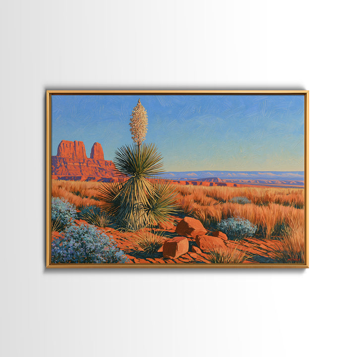 Yucca Blooms Against Clear Blue Sky Canvas Print, Southwestern Art, Contemporary Art, Southwestern Decor, Fine Art, Mesa, SOU-3x2-72