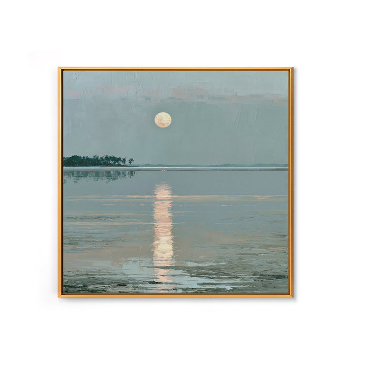Moonlit Lake Reflection Canvas Print, Spa Art, Abstract, Spa Decor, Watercolor Art, Serenity, City Art, Spa Wall Art, SPA-1x1-23