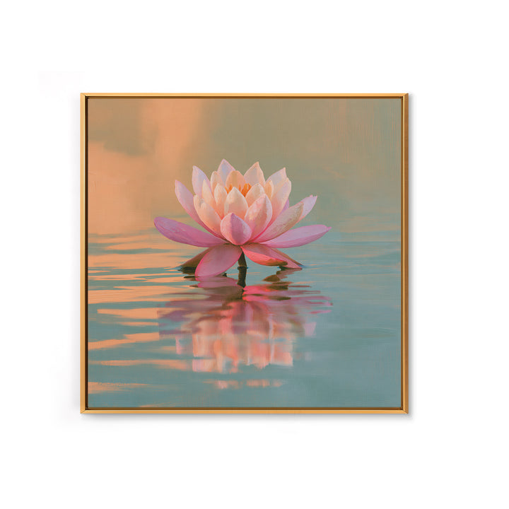 Lotus Flower Floating on Still Pond Framed Canvas Print, Spa Art, Black Woman Art, Spa Decor, Serenity, Modern Home Decor, SPA-1x1-28