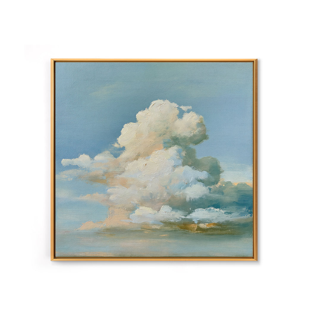 Soft Cloudscape in Cream and Sage Framed Canvas Print, Spa Art, Boho Decor, Spa Decor, Oil Painting, Serenity, Printable Art, SPA-1x1-37