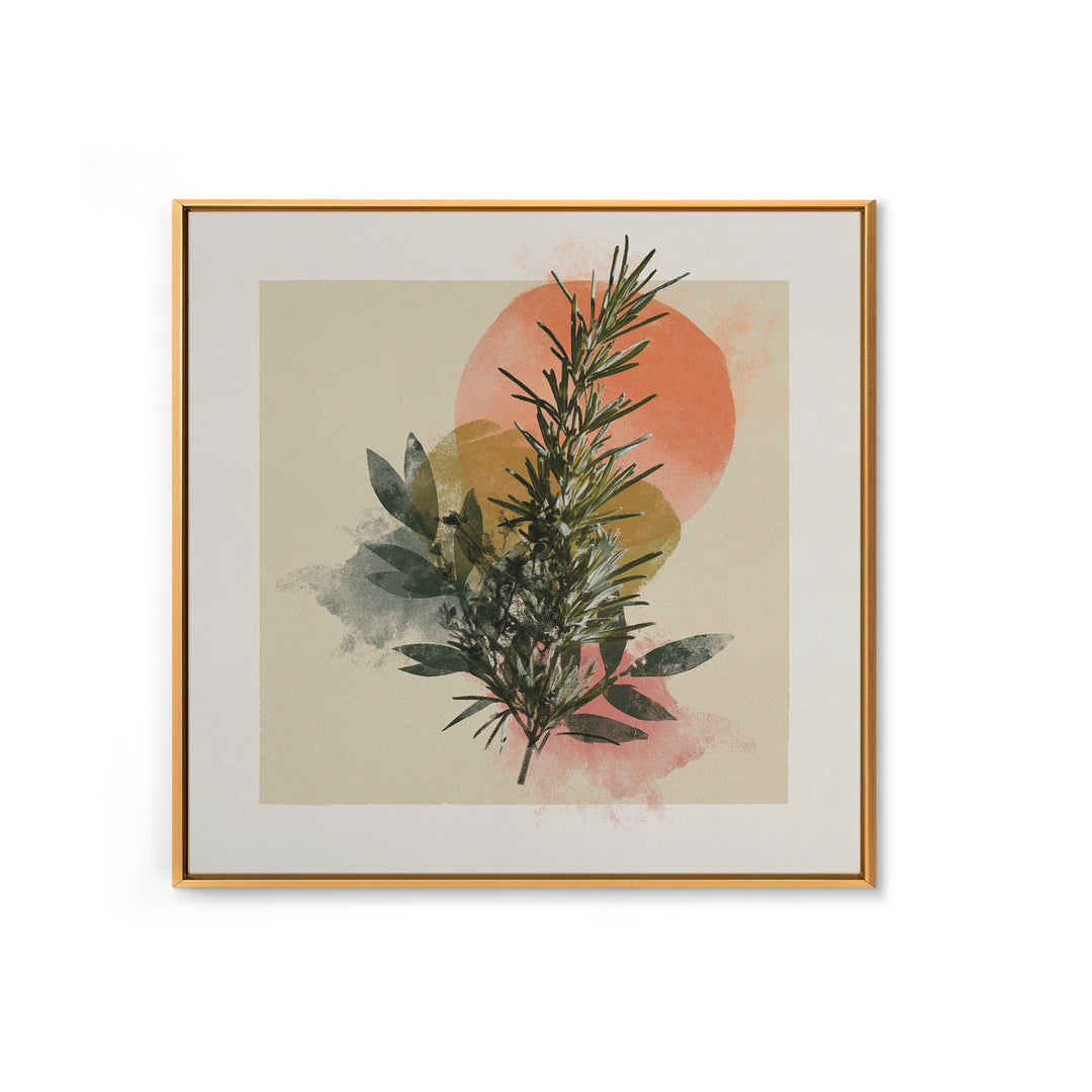 Botanical Herbal Arrangement Framed Canvas Print, Spa Art, Gallery Decor, Spa Decor, Fine Art, Serenity, Wall Art, Home Decor, SPA-1x1-38